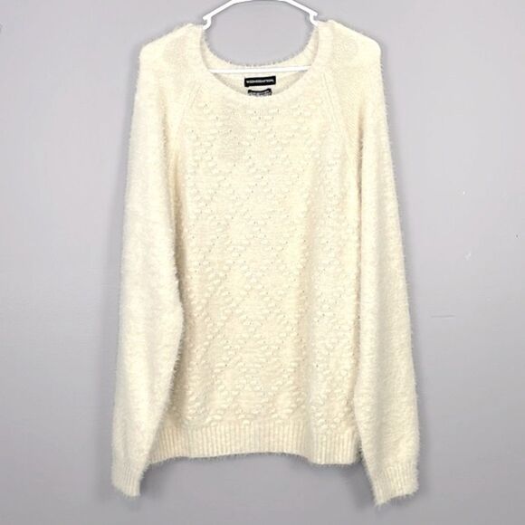 Asos Wednesday’s Girl  Cream Color Sweater in Fluffy Cable Knit. Size 18. NWT. - Picture 4 of 13
